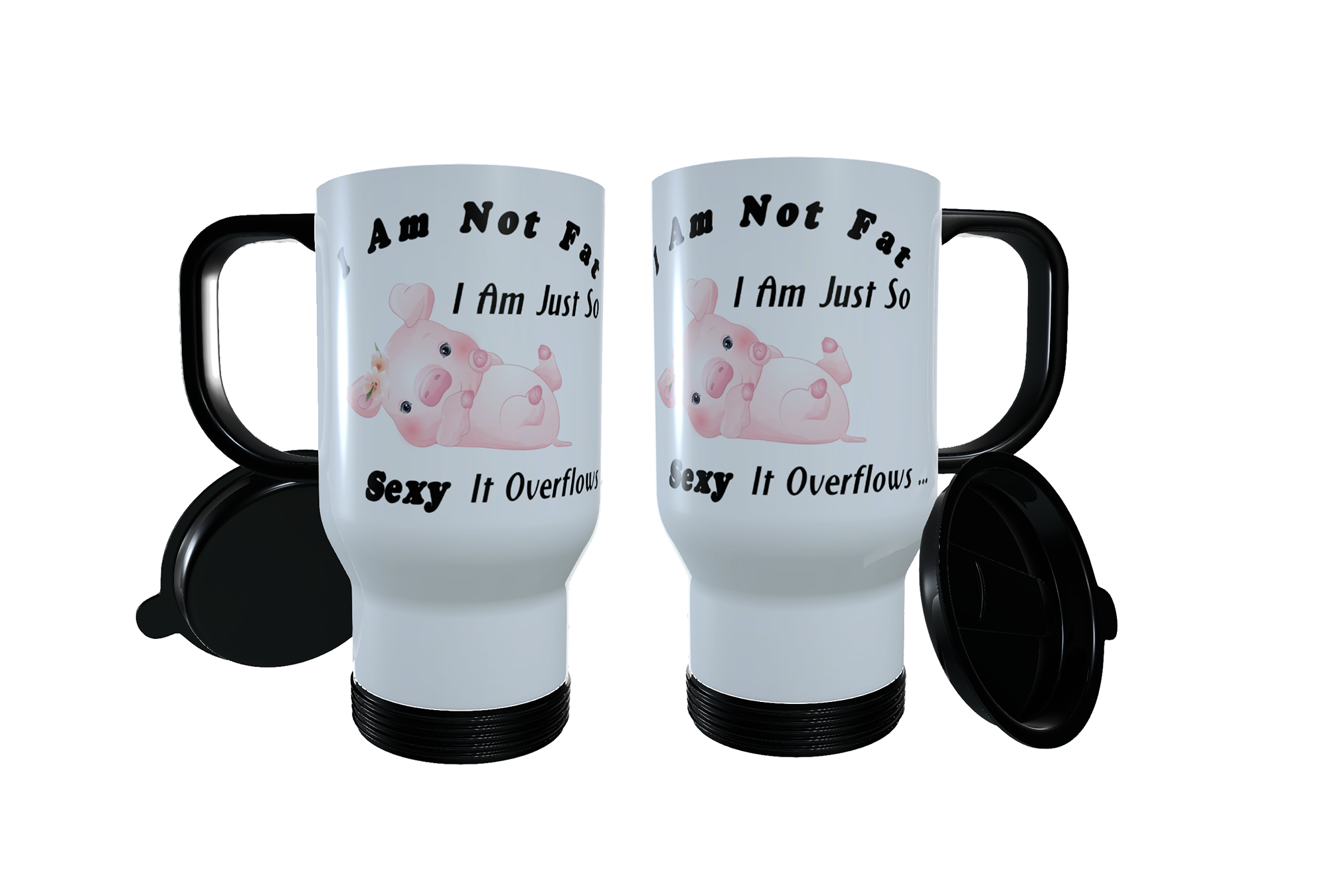 Pig - I Am Not Fat ... Travel Mug, Personalised Pig Travel Mug